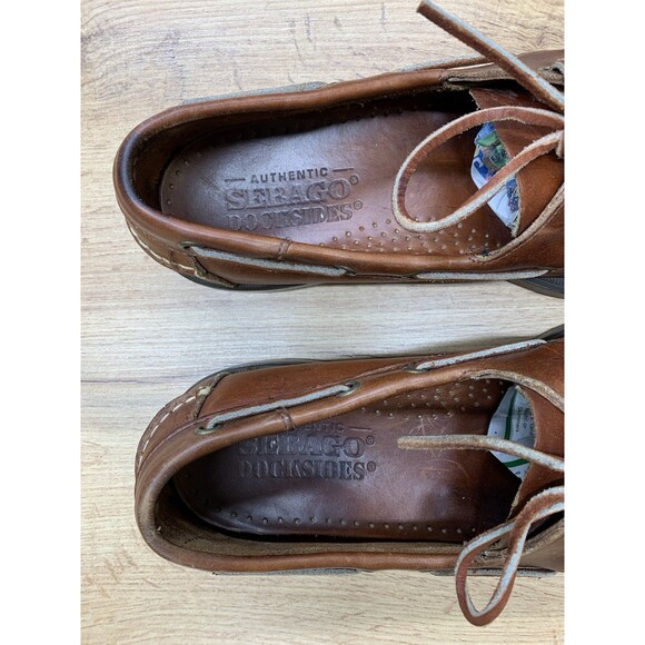 Sebago Docksides Boat Shoes Men\'s 9 M Brown Leather Lace Up Moc Toe Casual main image 12